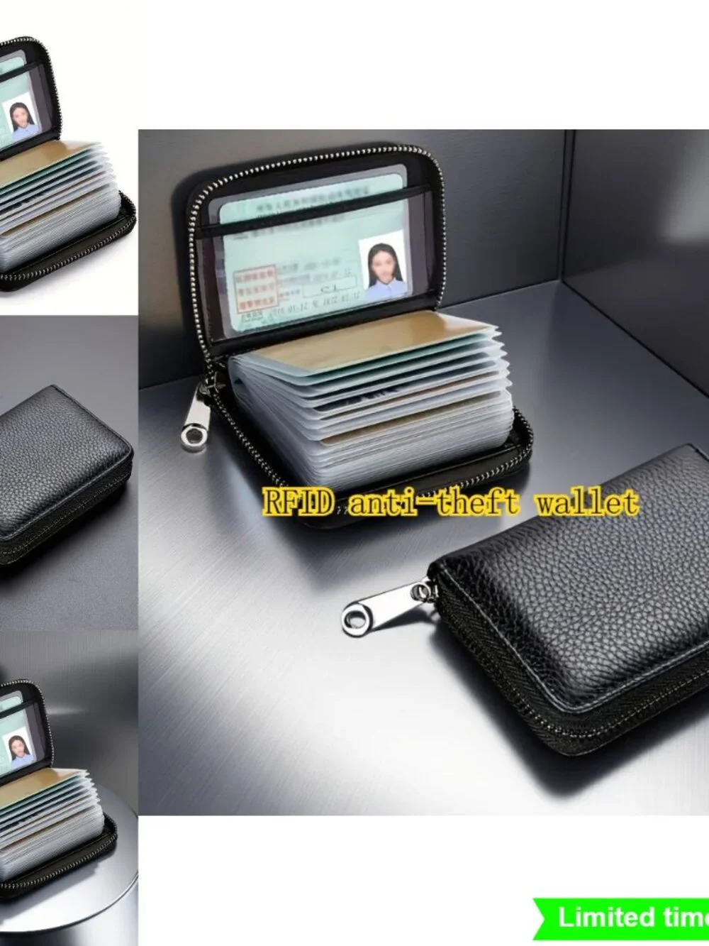 RFID Blocking Card Holder 20 Slot Minimalist Zipper Wallet